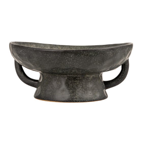 Creative Co-Op stoneware fruit display bowl on shelf