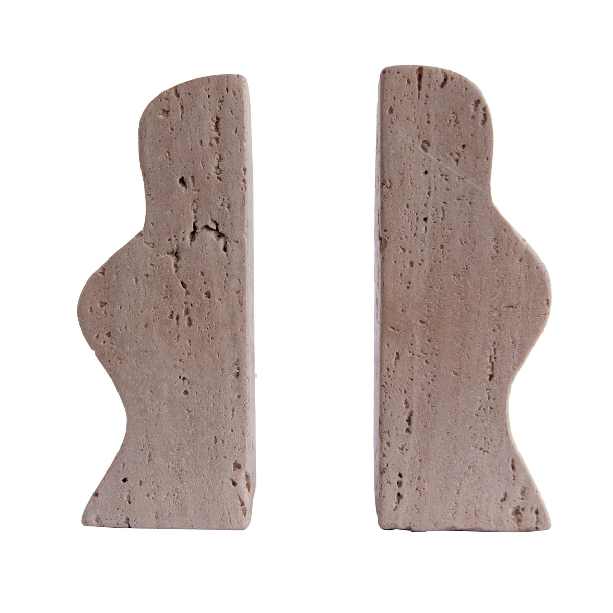 Creative Co-Op travertine bookends with natural color variation