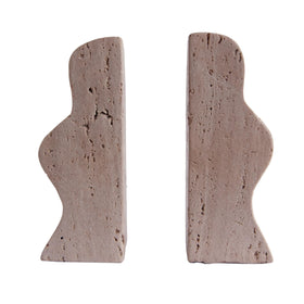 Creative Co-Op travertine bookends with natural color variation
