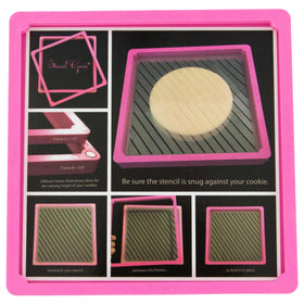 Creative Cookier Stencil Genie frame close-up shows magnet bond for secure stencil placement.
