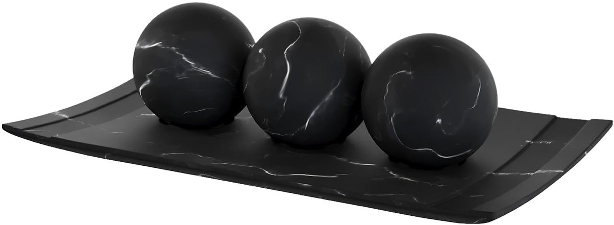 Creative Scents Black Marble Bowl on a coffee table, a striking centerpiece.