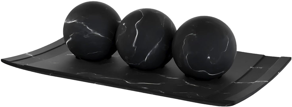 Creative Scents Black Marble Bowl on a coffee table, a striking centerpiece.