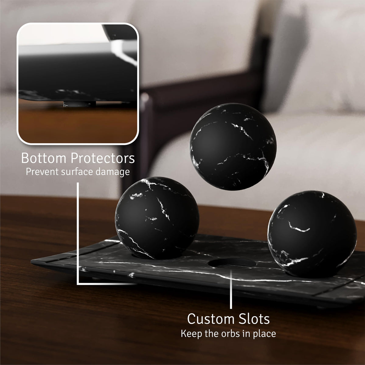 Creative Scents Black Marble Centerpiece elevates dining table ambiance.