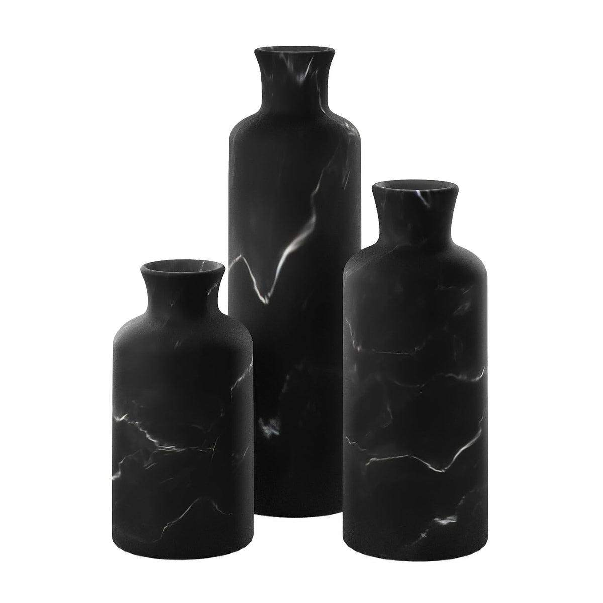 Creative Scents Black Marble Look Vase Set exudes timeless elegance for shelves and tables.