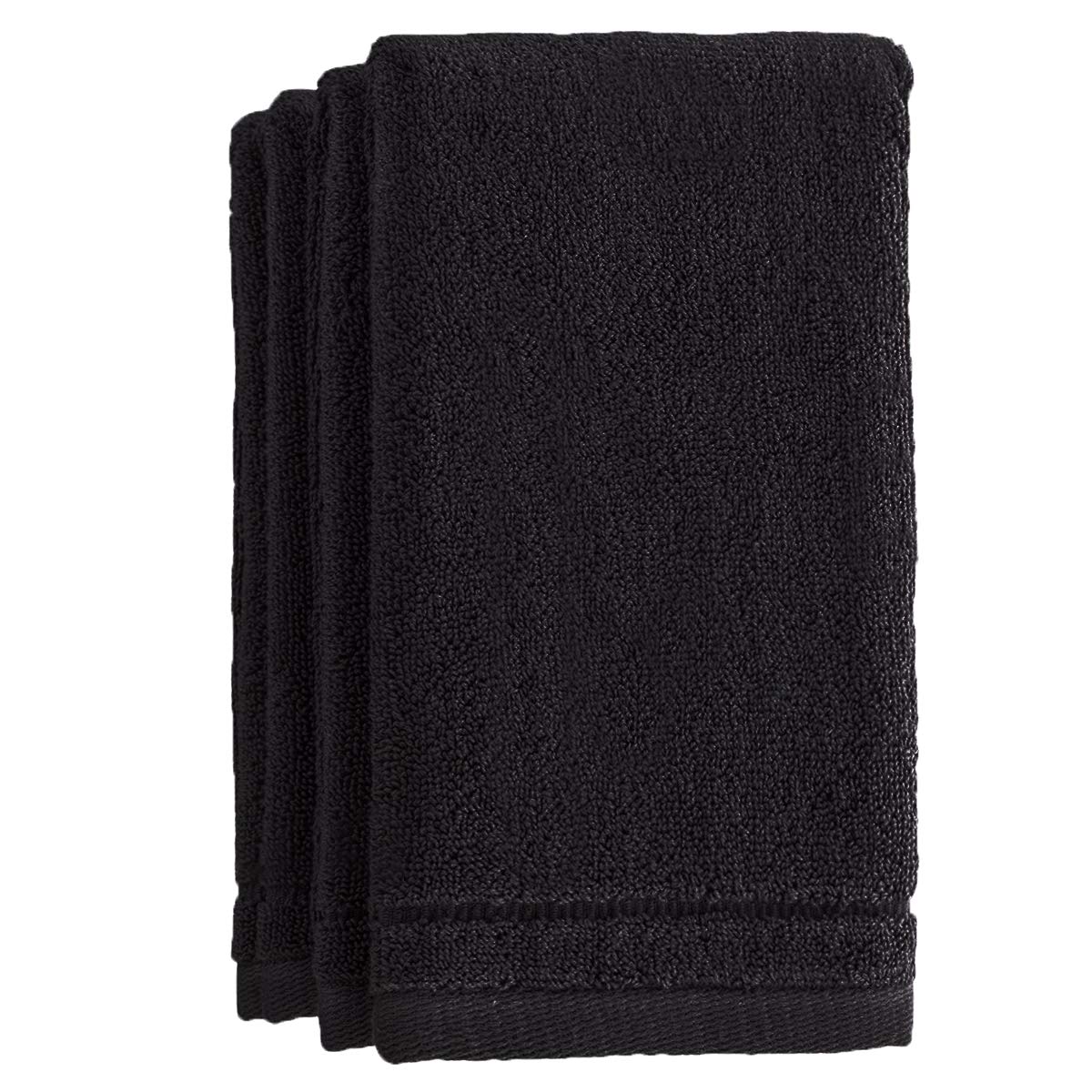 Creative Scents black cotton fingertip towels, four-pack, decorative for guest bathrooms.