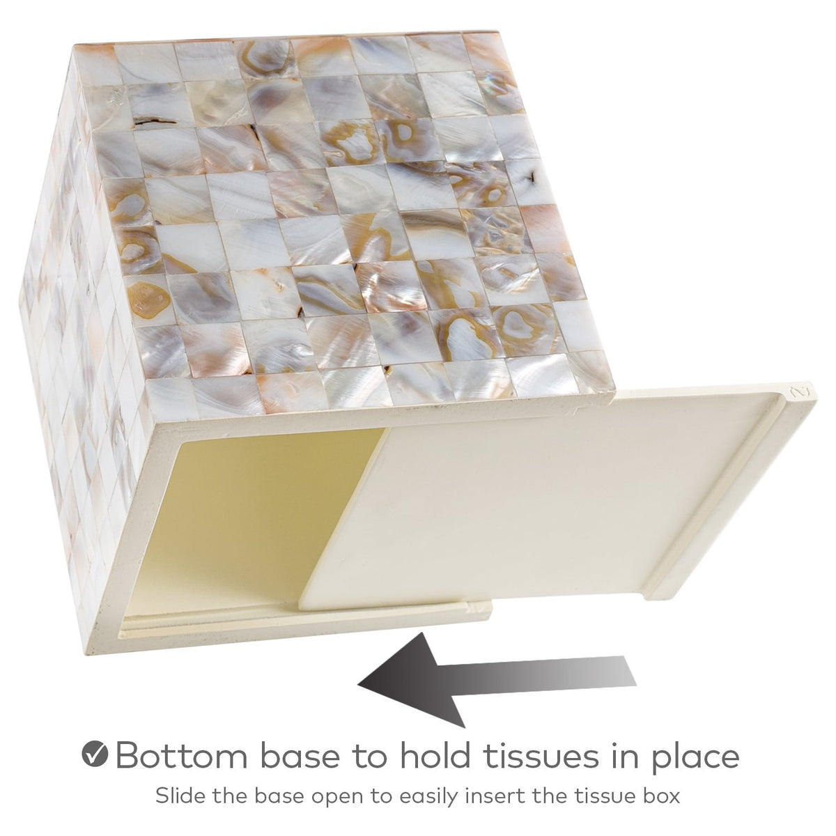 Creative Scents Milano tissue box cover features a durable resin base for lasting use.