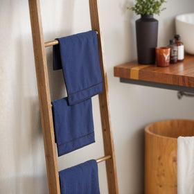 Creative Scents cotton towels navy blue, machine washable for easy care.