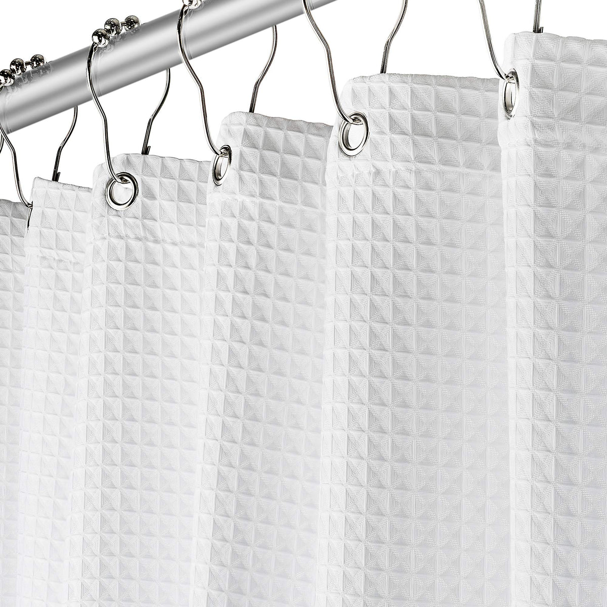 Creative Scents white waffle weave shower curtain for spa-like bathroom ambiance