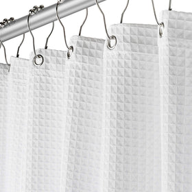 Creative Scents white waffle weave shower curtain for spa-like bathroom ambiance
