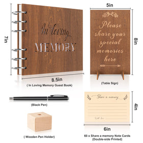 Creawoo 8.5x7-inch memorial book size fits display table.