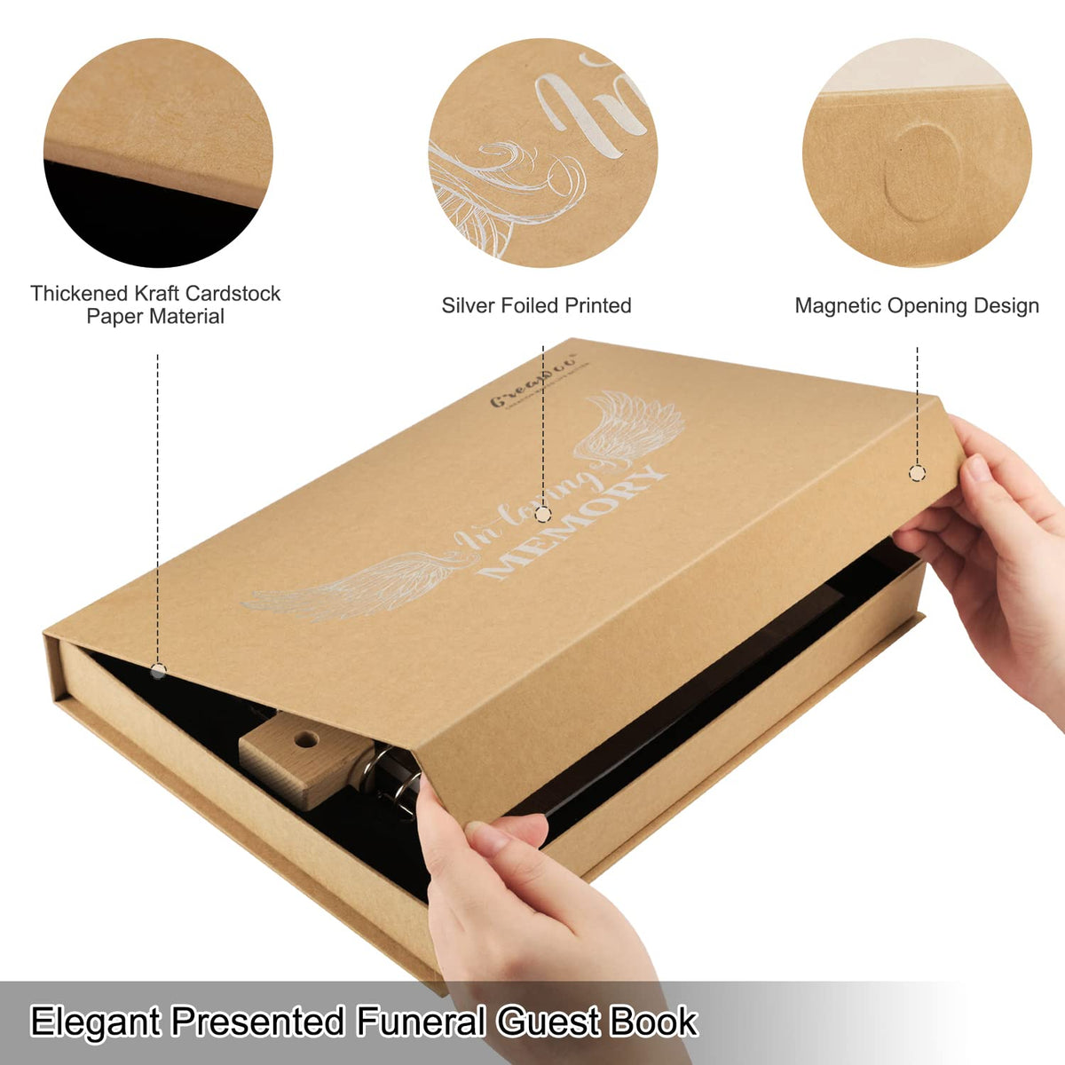 Creawoo kraft storage box included for keepsake organization.
