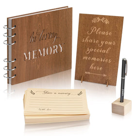 Creawoo wooden funeral guest book front cover with walnut finish for a dignified ceremony.