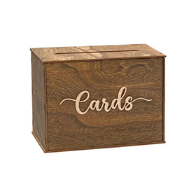 Cregugua rustic wooden card box with a top slot for easy guest envelopes