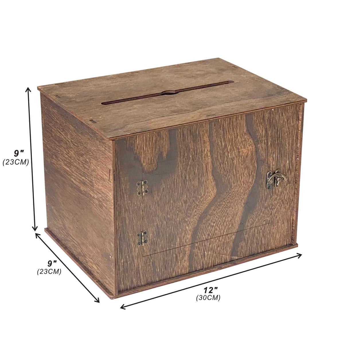 Cregugua torched wood finish box showing natural texture for rustic weddings.