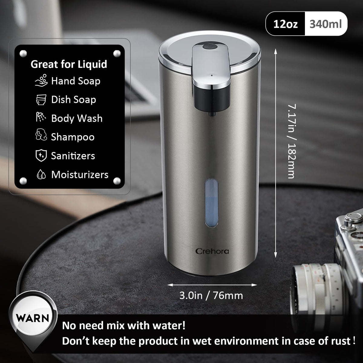 Crehora IPX4 waterproof bottom protection guards electronics from splashes.
