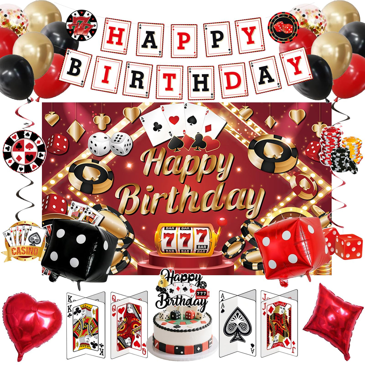 Crenics casino birthday backdrop setting the casino vibe for poker themed party photos