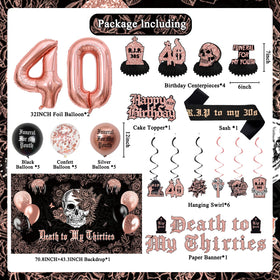 Crenics death to my thirties banner adds bold milestone signage to the party.