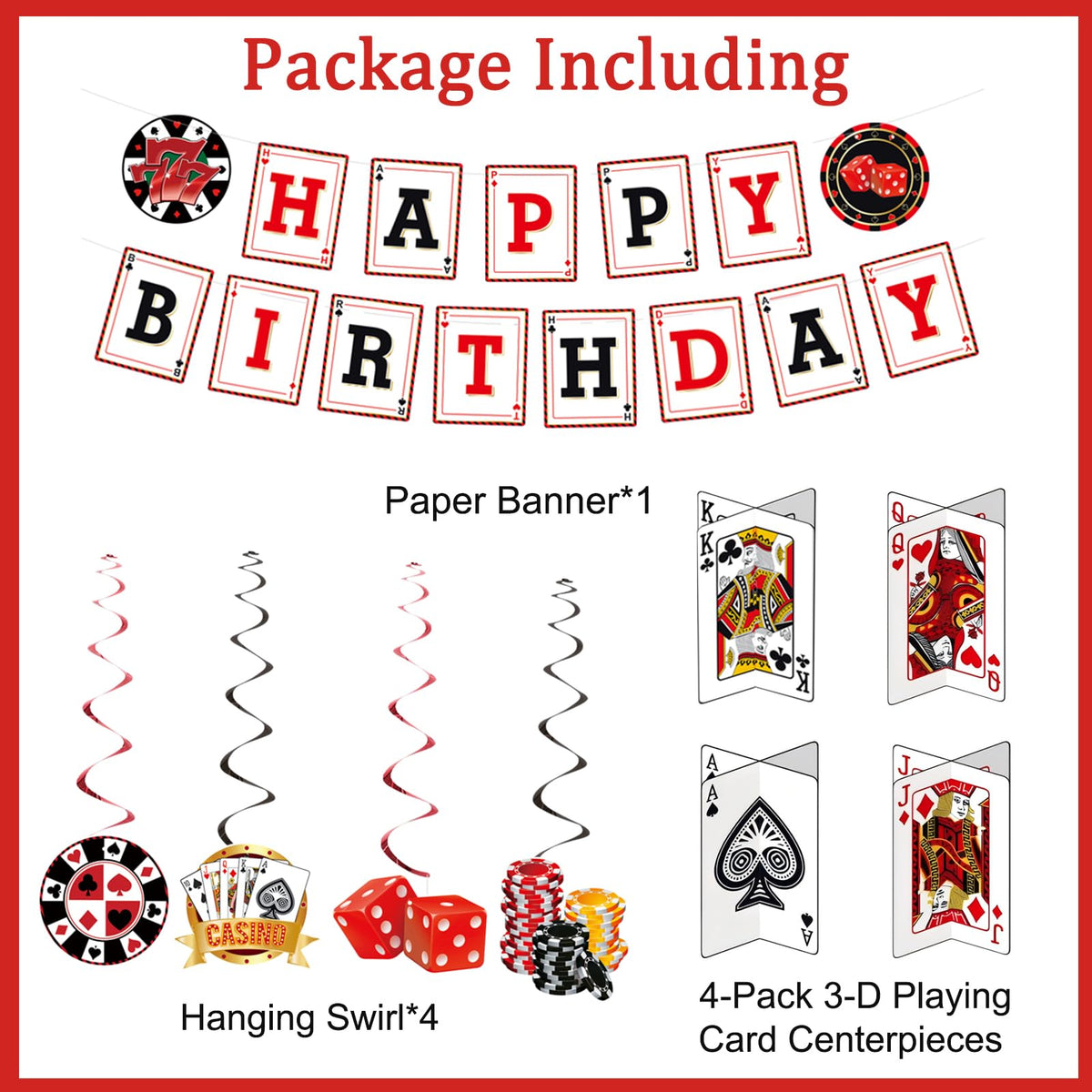 Crenics poker birthday banner highlighting the casino theme for photos