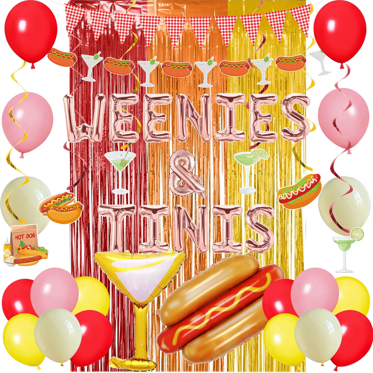 Crenics weenies-tinis banner decor for playful party signage and photo moments.