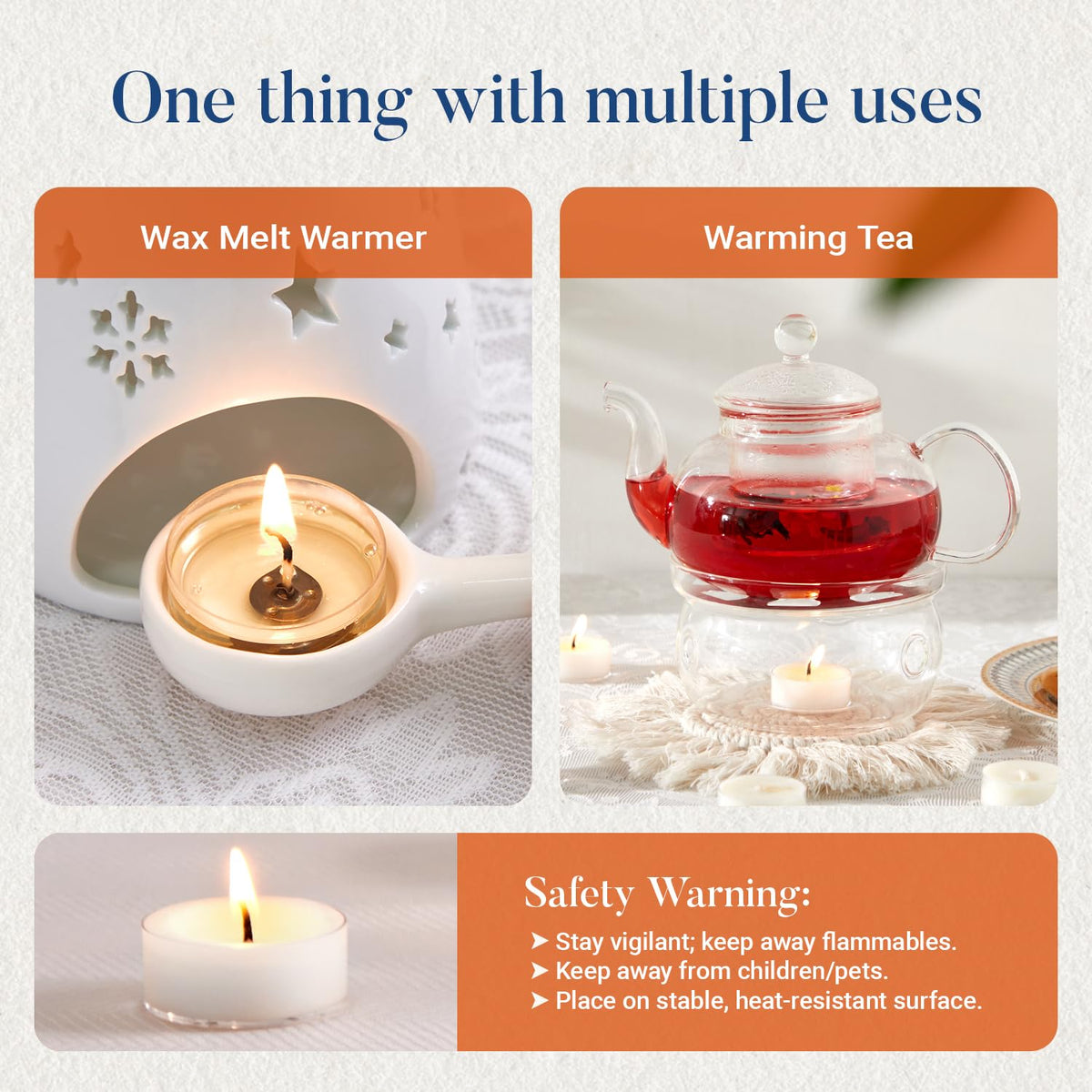 Crenovo cotton wick tea light burns evenly with minimal leakage