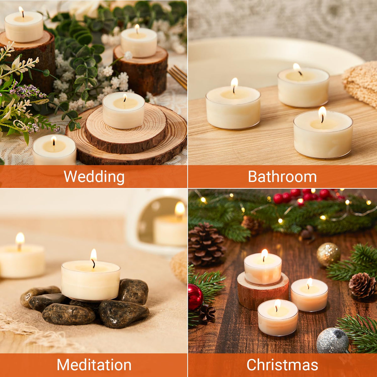 Crenovo dinner party tea lights create safe, ambient lighting for meals