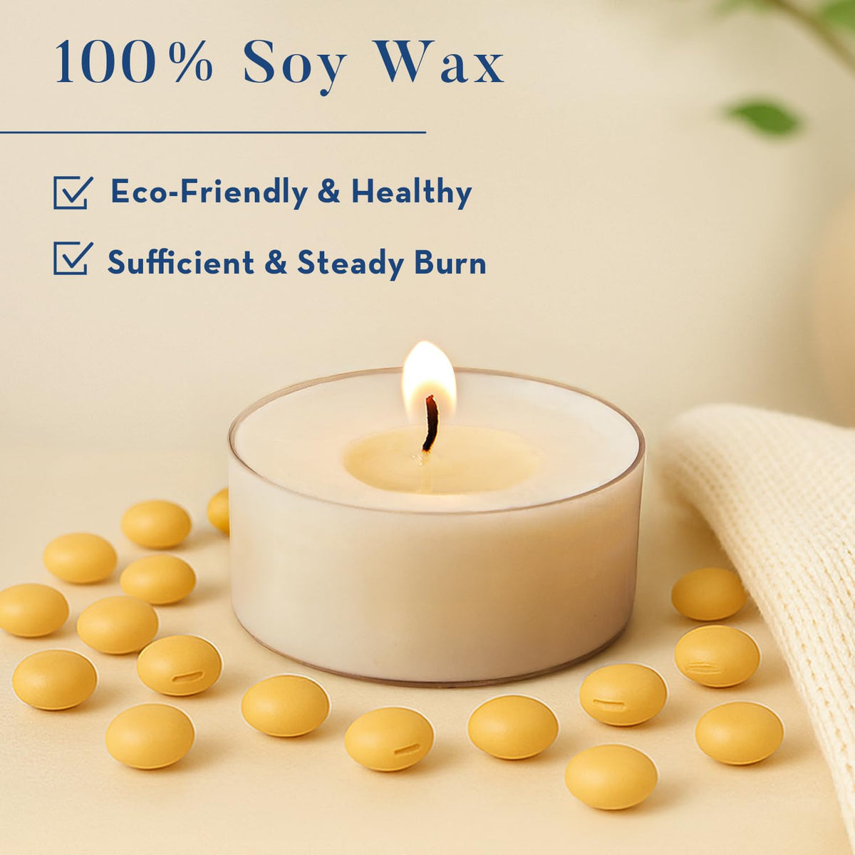 Crenovo non-toxic soy tea light offers consistent burn with minimal soot