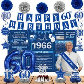 Crenics back-in-1966 backdrop creates nostalgic 60th birthday photo moments.