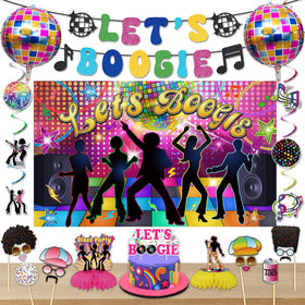 Crenics lets boogie backdrop creates bold retro photo moments for a 1970s party.