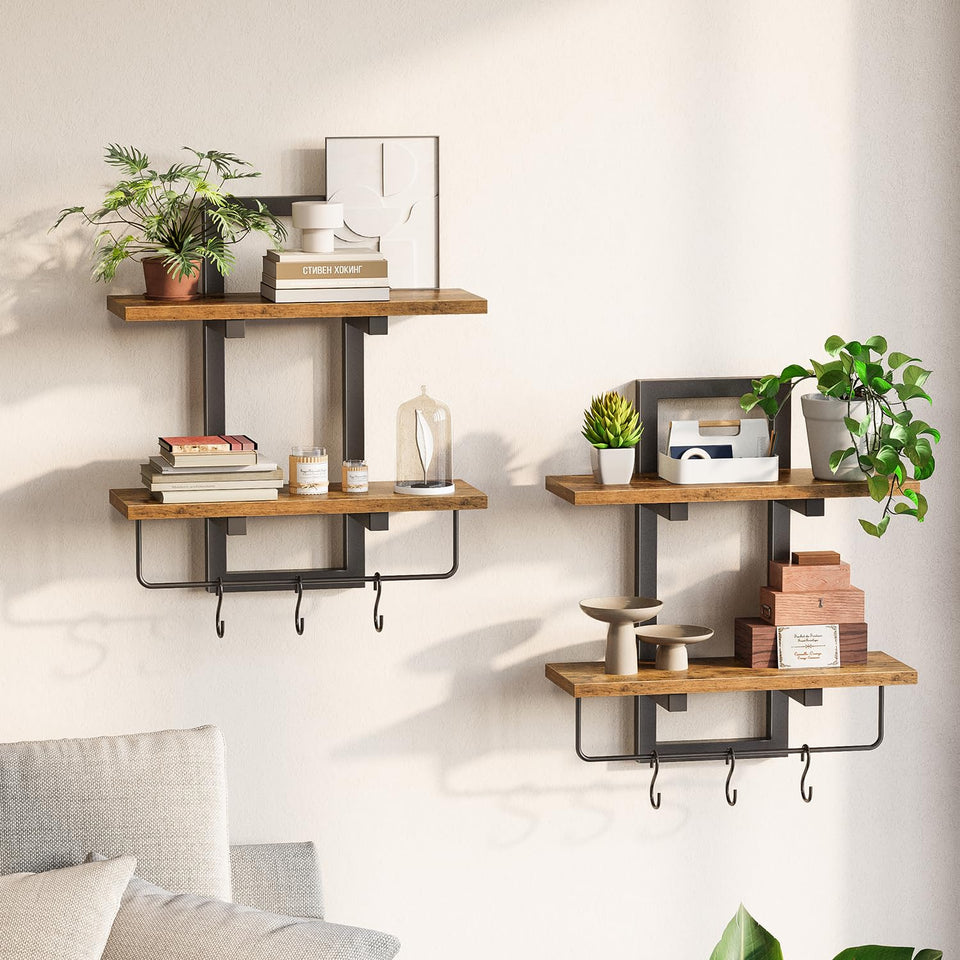 Creso hom floating shelves set 2 on wall in rustic brown provide stylish storage