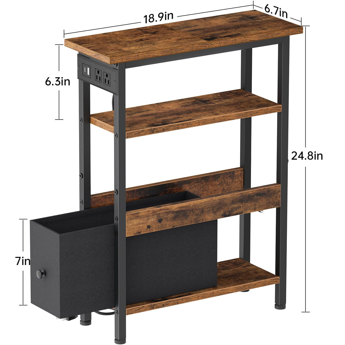 Creso hom slim nightstand beside bed with USB-C charging.