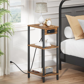 Creso hom slim profile side table beside a couch in a compact space.