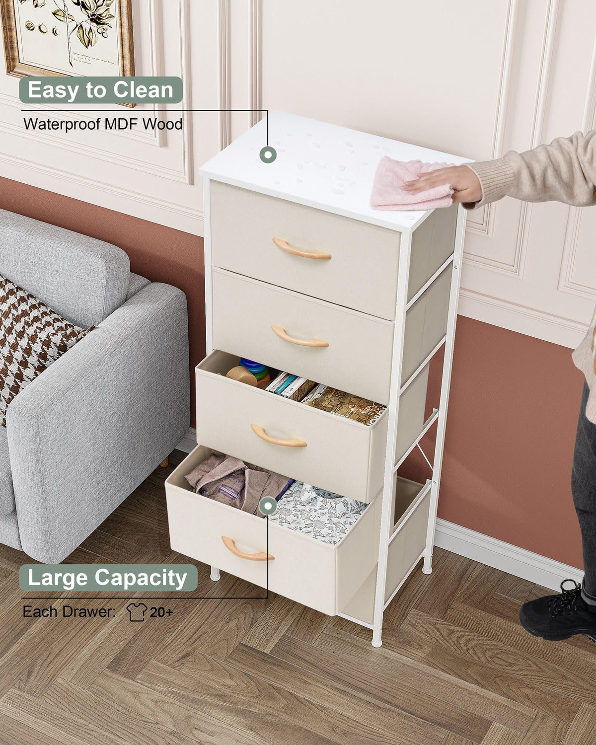 Crestlive room-setup-beige blends with decor while saving space