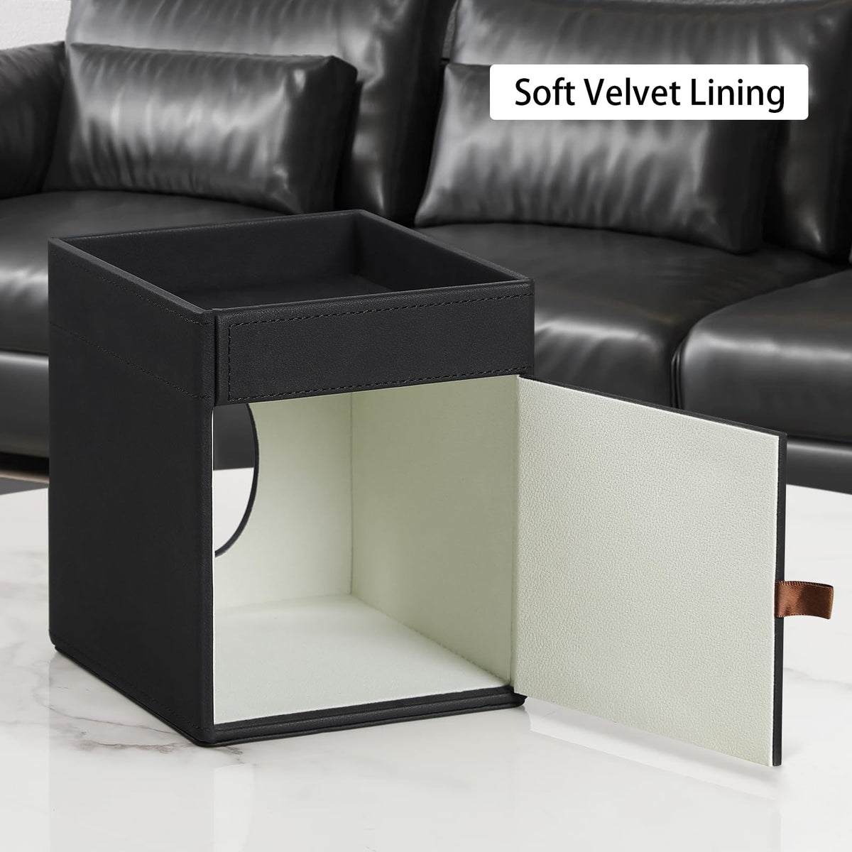 Cretkhp PU leather interior with velvet lining delivers a premium feel.