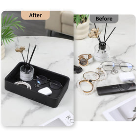 Cretkhp PU leather valet tray decorative display adds elegance on desks