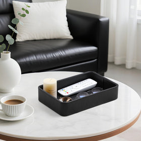 Cretkhp PU leather valet tray entryway console organizes small items