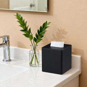 Cretkhp tissue box cover easy refill thanks to bottom magnet.