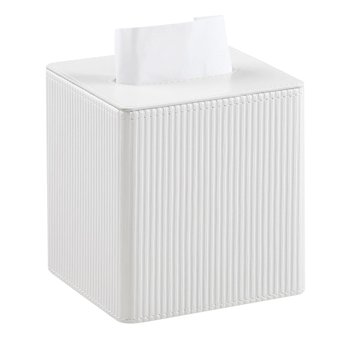 Cretkhp ivory magnetic-closure tissue box cover adds organized elegance to any room.