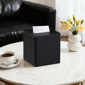 Cretkhp PU leather tissue box cover showcases durable texture for bathroom or living room.