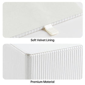 Cretkhp tissue box cover at 5.3 x 5.3 x 5.7 inches fits standard square boxes.