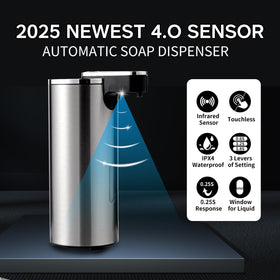 Crevauh stainless steel dispenser with window emphasizing durability and modern look.