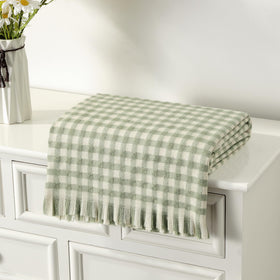 CREVENT Farmhouse Boho knitted throw fringe edges add refined decor detail