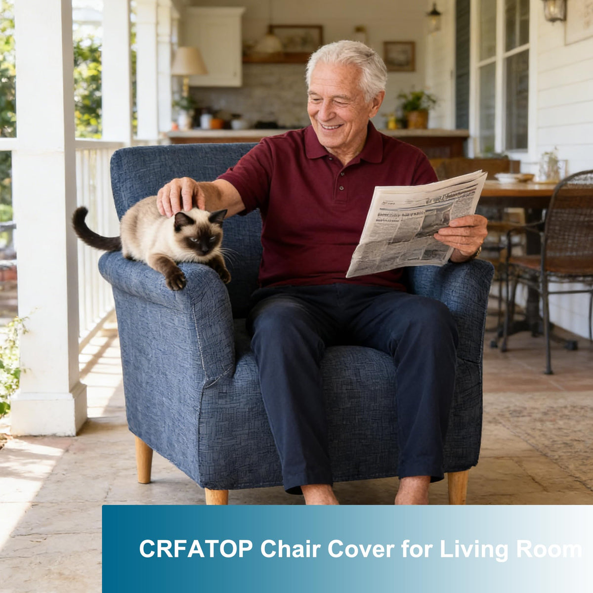 CRFATOP pet-friendly chair cover guards furniture against fur and claws.