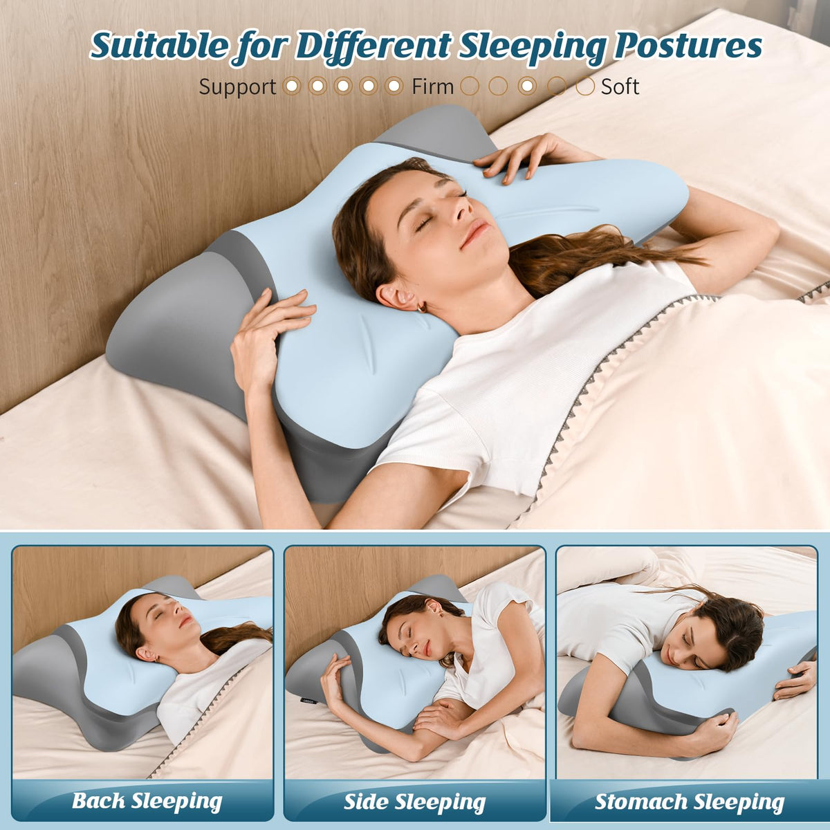 Crisgo bed scene shows restful sleep with the pillow on a neat bed setting.