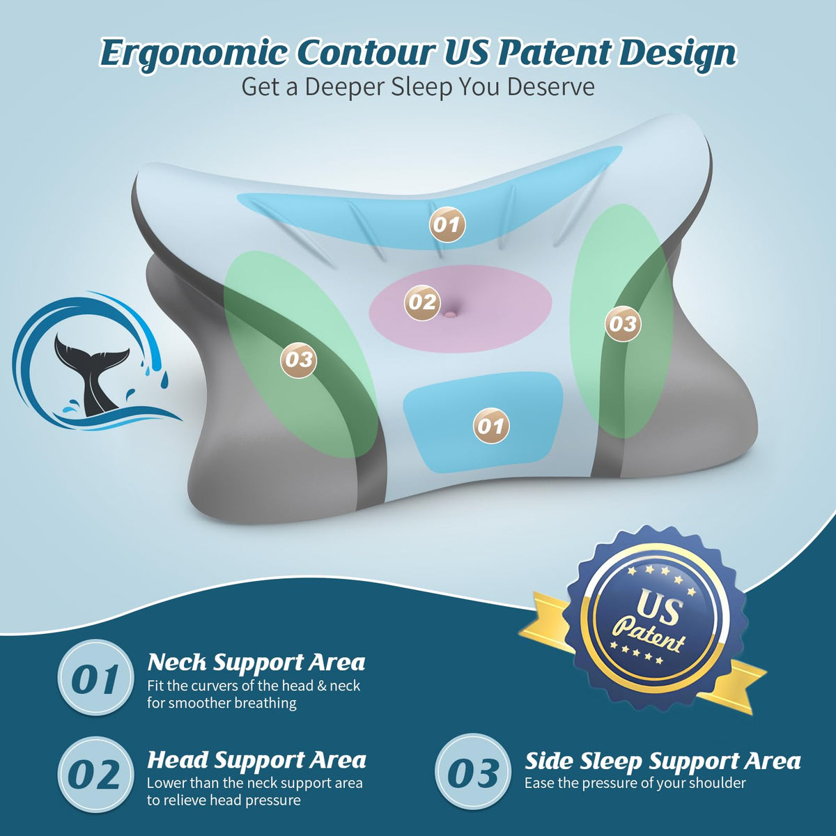 Crisgo two-height neck pillow design offering customizable neck support for multiple sleep positions.