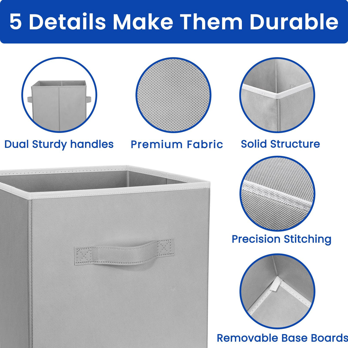 Criusia grey storage bin ideal dorm-room essential for neat closets.