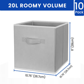 Criusia 11-inch cube with grey fabric organizes clothes and toys.