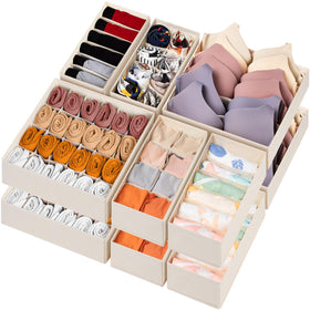Criusia 12-pack drawer organizers with 116 compartments for versatile family storage.