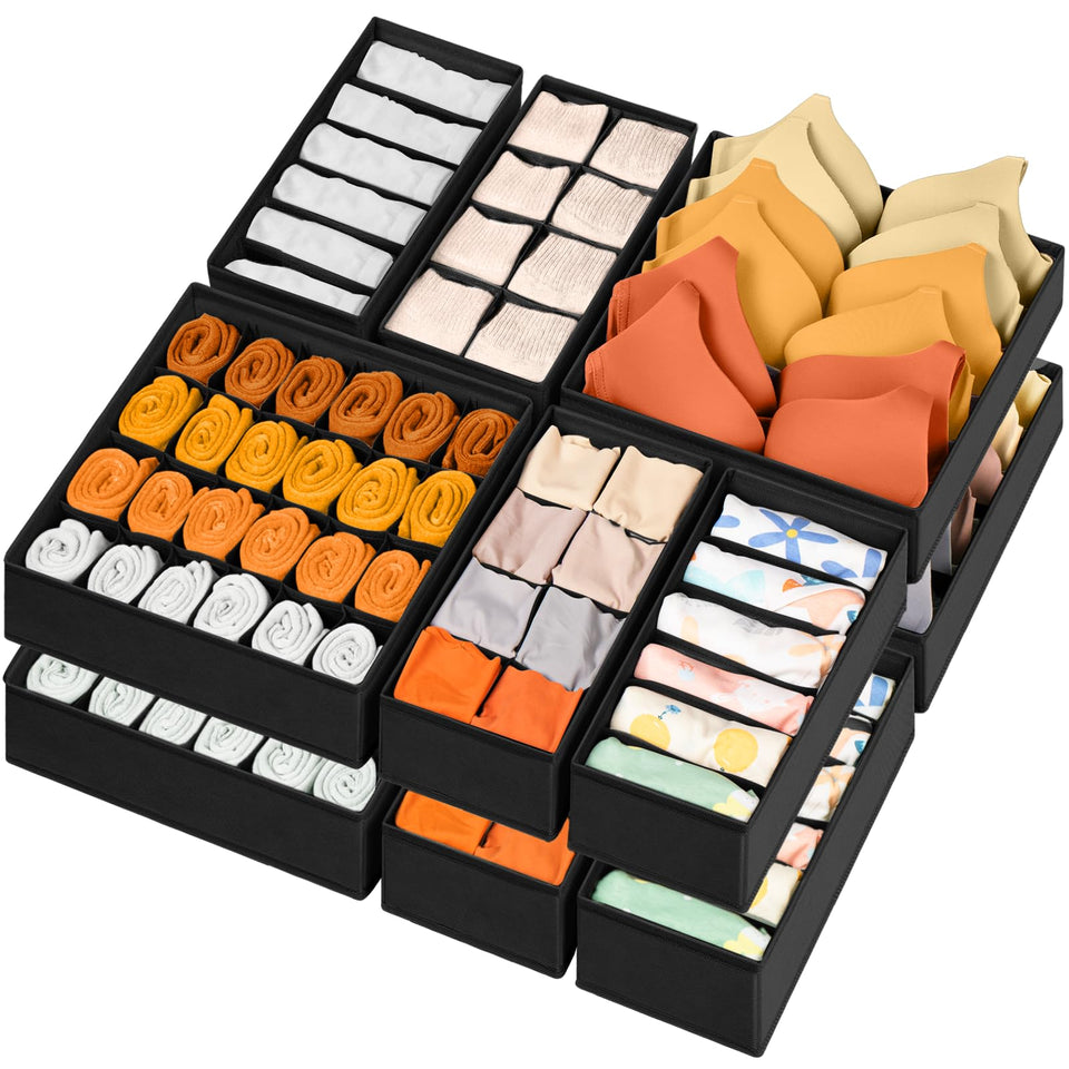 Criusia 12-pack drawer organizers with 116 compartments for tidy clothing storage