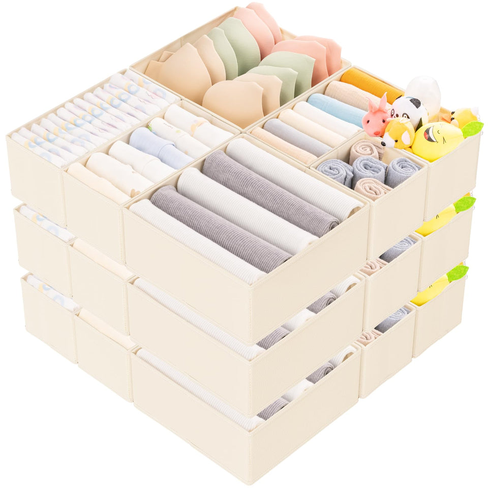 Criusia 15-pack drawer organizers full set keeps clothes neatly sorted for easy access
