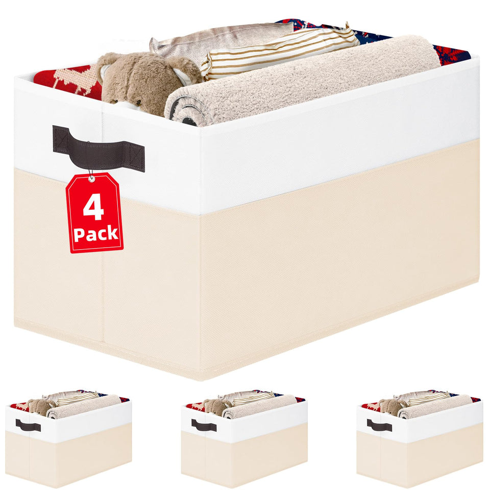Criusia 4-pack baby clothes organizer bins in a tidy nursery setup.